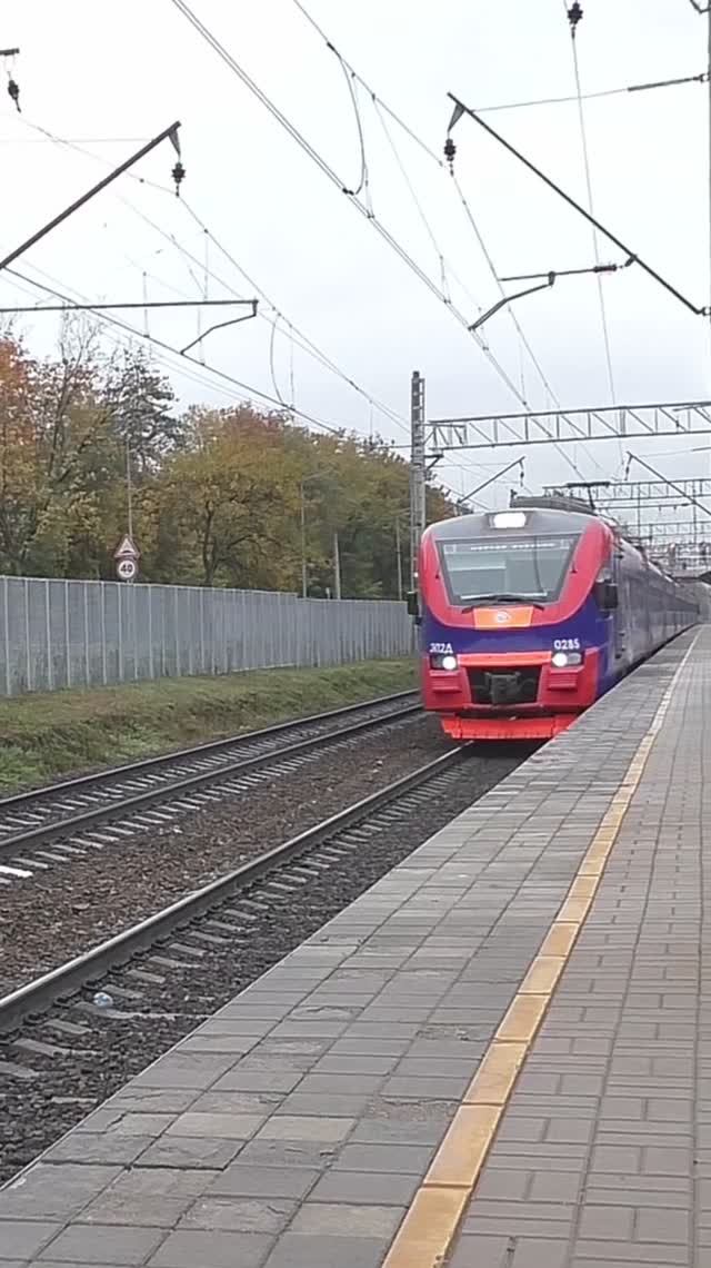 Электропоезд ЭП2Д-0285 (ЦППК) скоростной приг. поезд  "РЭКС-экспресс" № 7125 Раменское — Москва.