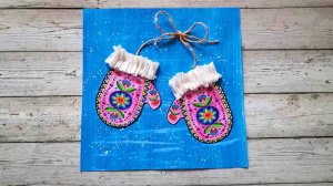 Зимняя поделка "Варежки". Аппликация варежки. Зимние поделки для детей.