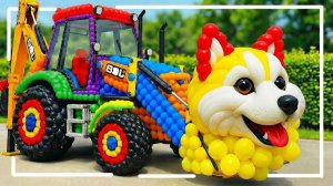 Мультики для детей. Превращение ярких воздушных шариков в настоящие трактора и машинки. Мультики