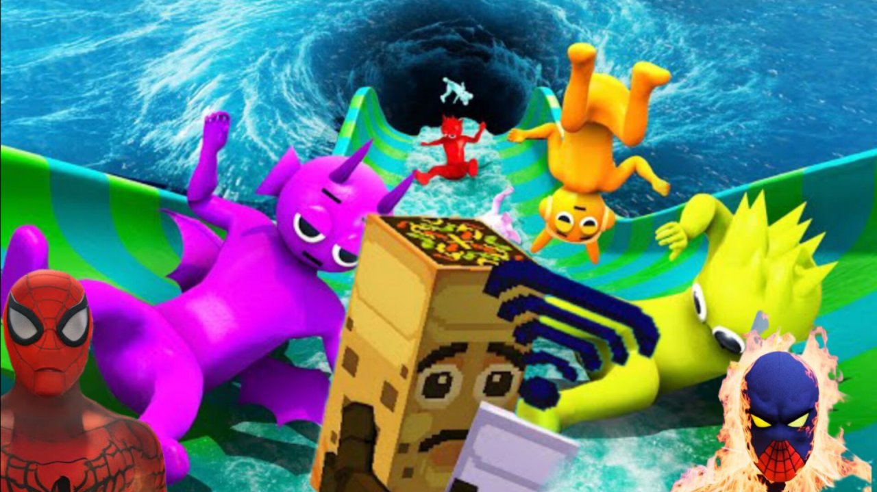 Команда суперсемейки СПРУНКИ в GTA Падение в огромный водоворот