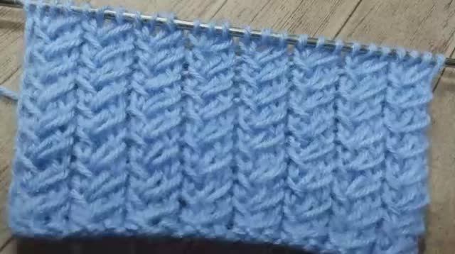 Новейший узор спицами всего 2 ряда.Узор спицами для шапок,кардиганов и свитеро