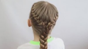 Прическа для школы на длинные волосы - две косички в одну