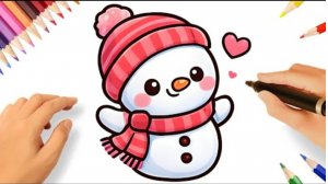 КАК НАРИСОВАТЬ ЛЕГКО КАВАЙНОГО СНЕГОВИКА ⛄💗