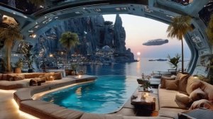 Научно-фантастический пейзаж с атмосферной музыкой для медитации и релаксации.