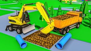 Машины для строительства мостов из бетона, Дорожный каток, Пожарная машина, Поезд,