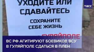 ВС РФ агитируют боевиков ВСУ в Гуляйполе сдаться в плен