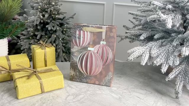 Подарочный пакет НОВОГОДНИЕ ШАРЫ 'ХЛОЭ', бумага, 24х18 см, XNA21042911-4