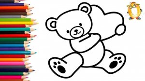 Мультик - раскраска для детей ВЛЮБЛЕННЫЙ МЕДВЕДЬ. Учимся как рисовать МИШКУ с детьми // ОБУЧАШКА ТВ