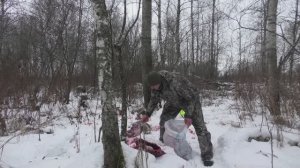 Добыли Мяса на Две Семьи. Заночевали в Избушке. Свежина в Сковороде.