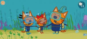 Три Кота Мультфильм Игра в пруду