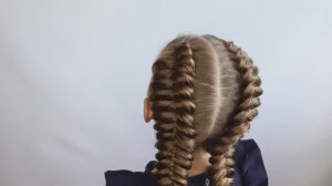 Две косы навыворот - прическа для школы Дракончик