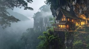 Туманный день -  музыка для сна с звуками дождя и леса, фоновая музыка для отдыха и расслабления