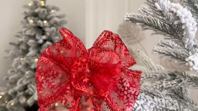 Бант для декорирования ТЁПЛЫЙ БЛИК - СНЕЖИНКИ, красный, 11x15 см, 445306-5