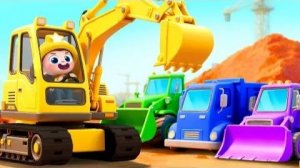 Строительные грузовики на стройплощадке | Учим строительные грузовики | Детские стишки и песенки