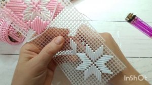 МК -Узора "Снежинка", вышит на канве ленточным шнуром #масткркласс