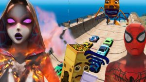 Супергерои на мотоцикле проезжают над водой по мосту в GTA 5