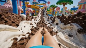 АСМР Скольжение (горки) по аквапарку «Сладкие и фруктовые» 🍭🍓💦