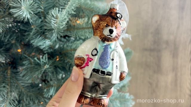 Ёлочная игрушка МИШКА-ДОКТОР, стекло, 13 см, 5030149