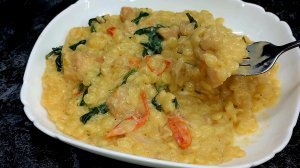 Птитим в сливочном соусе с тунцом и шпинатом