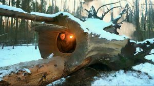 Построил убежище с старом дереве и решил в нем заночевать. Ловлю и жарю рыбу на природе. Бушкрафт