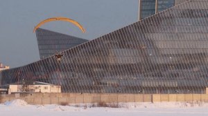 Полёты у Лахта Центр. Мотопарапланы. Январь 2024 год. Санкт-Петербург.