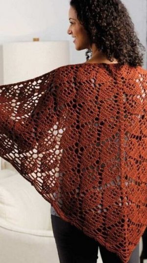 МК Узор для шали крючком _Листья_