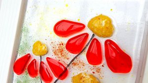 красные цветы картина из стекла ручная работа фьюзинг стекла
