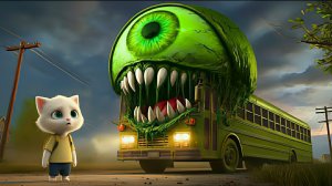 Котенок Кит спасается от мутировавшего школьного автобуса