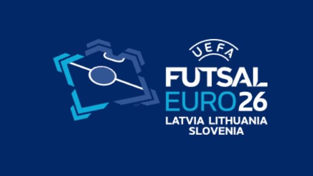 Logo of the UEFA Futsal EURO 26 in Latvia, Lithuania & Slovenia
