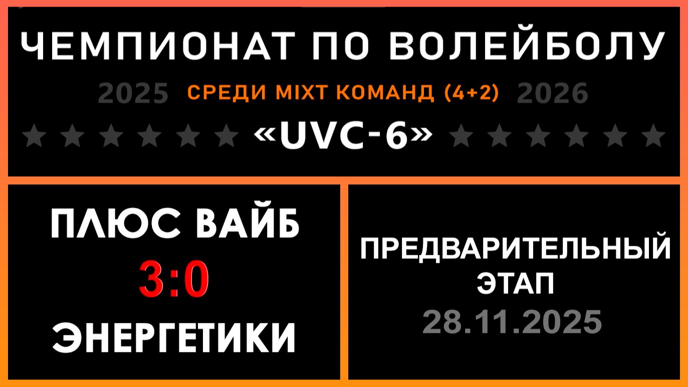 Плюс вайб - Энергетики, UVC-6 (Mixt) - Предварительный этап