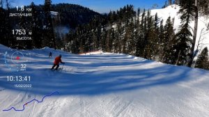 Горные лыжи. РозаХутор. Южный склон. Сторожка. Виды в  сторону моря.
