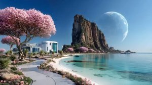 Научно-фантастический пейзаж с атмосферной музыкой для медитации и релаксации.