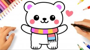 КАК НАРИСОВАТЬ ПРОСТОГО БЕЛОГО МЕДВЕДЯ В СТИЛЕ КАВАИЙ