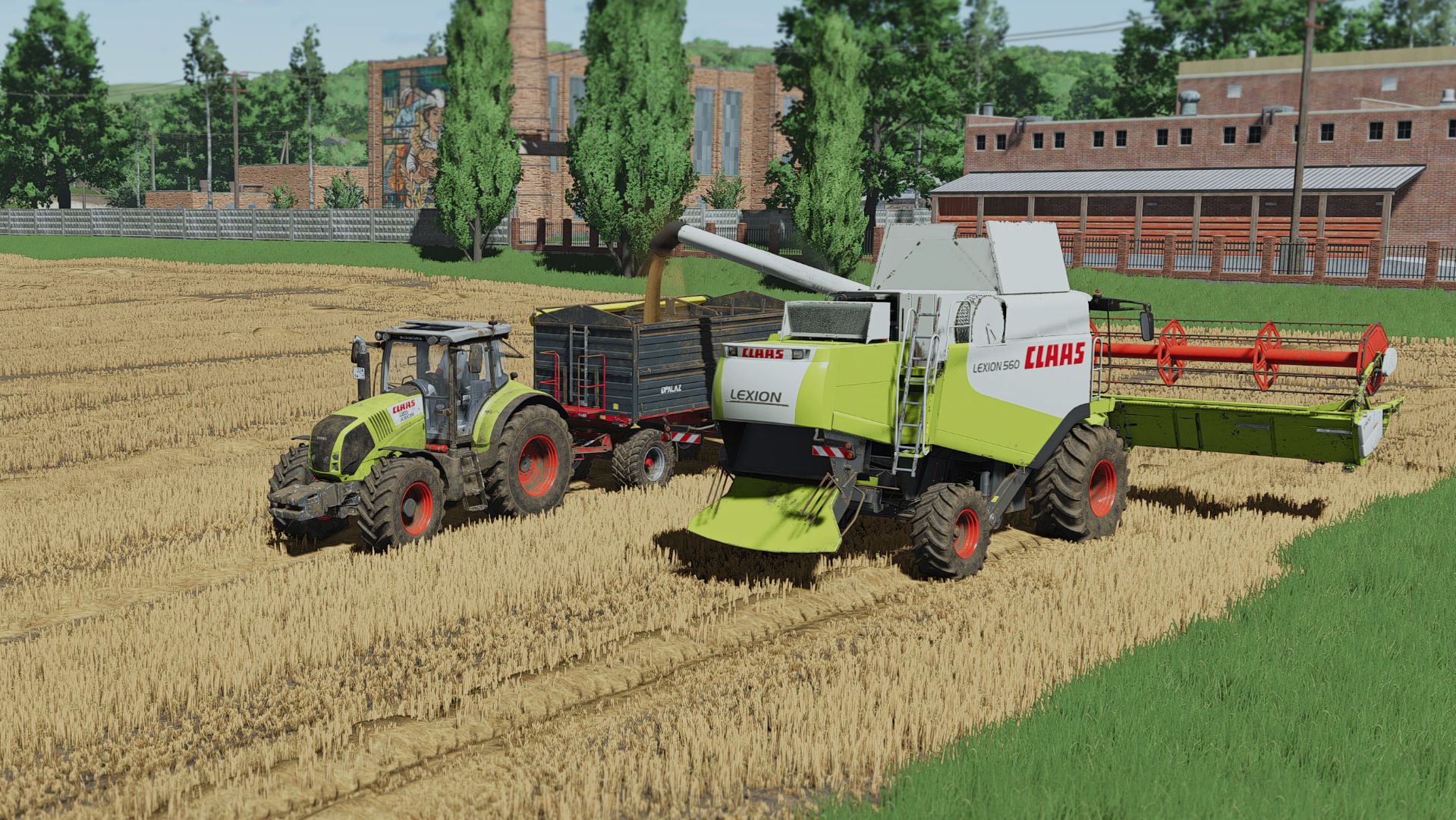 Claas Lexion 560, Axion 850 уборка пшеницы FS25 Сосновка