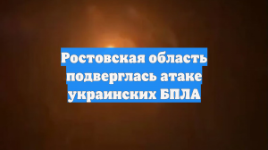 Ростовская область подверглась атаке украинских БПЛА