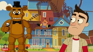 ШОУ ПРИВЕТ СОСЕД!ФРЕДБЕР ИЗ ФНАФ УБИЛ ВАСИЛИЧА?ИГРА HELLO NEIGHBOR ПРОХОЖДЕНИЕ МОД FREDBEAR RUNAWAY!