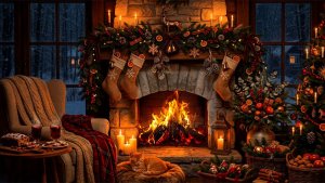 Камин 4k. Зимняя Новогодняя Атмосфера уюта. Тёплый Домашний очаг.