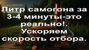 Литр самогона за 3-4 минуты-это реально!. Ускоряем скорость отбора.