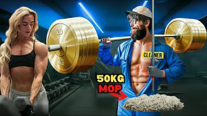 Уборщик с легкость поднимает 50 килограмовую швабру. Новая порция стеба над "элитными" бодибилдерами