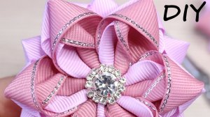 Мастер-класс цветок из лент с люрексом. Новогодние аксессуары