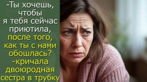 - Ты хочешь, чтобы я тебя сейчас приютила, после того, как ты с нами обошлась? кричала сестра