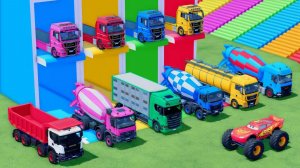 Катаемся на крутых разноцветных машинках и грузовиках из мультиков для детей 🚜 №4