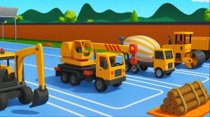 Мультики для детей | Бульдозер, Бетономешалка, Экскаватор на соревнованиях | Мультики для малышей