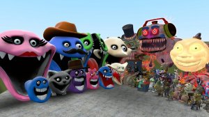 ВСЕ СЕМЕЙСТВО ГОЛОДНЫХ ЧЕРВЕЙ И ЗМЕЙ ПРОТИВ ВСЕХ МИМИКРИРУЮЩИХ АНИМАТРОНИКОВ В GARRY'S MOD