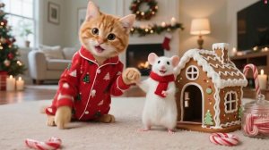 Как котики с мышкой подружились