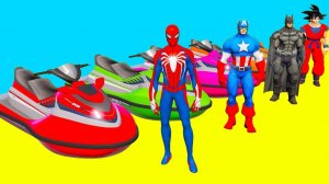 Человек-паук и Супергерои на Мотоциклах и Водных Скутерах. Мультфильмы для детей.