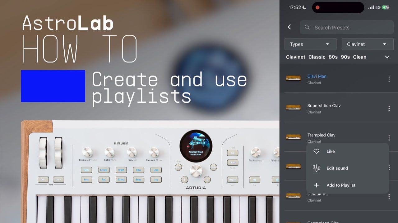 Arturia AstroLab 37: How to Use Playlist