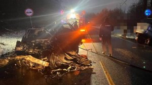 В результате лобового ДТП в Калининградской области загорелся BMW, водитель погиб