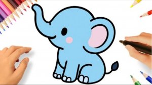 КАК НАРИСОВАТЬ ПРОСТОГО КАВАИЙНОГО СЛОНИКА ❤️