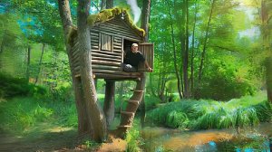 Построил уютный дом на дереве рядом с ручьем. Наловил рыбы и приготовил ужин. Бушкрафт